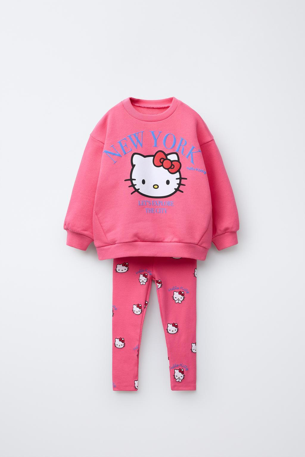 ZARA ТОЛСТОВКА И ЛЕГИНСЫ В РУБЧИК HELLO KITTY © SANRIO, КОРАЛЛОВЫЙ