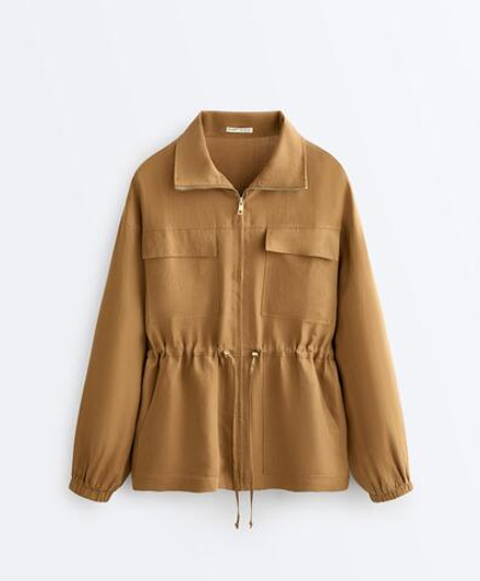 Oysho Куртка с присборенной талией из смеси лиоцелла и 24% льна, медный