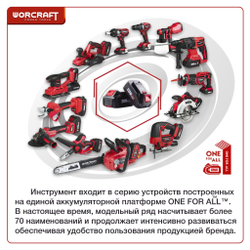 WORCRAFT Шуруповерт-дрель ударная от аккумулятора, 20В, 50Нм, 1 АКБ.