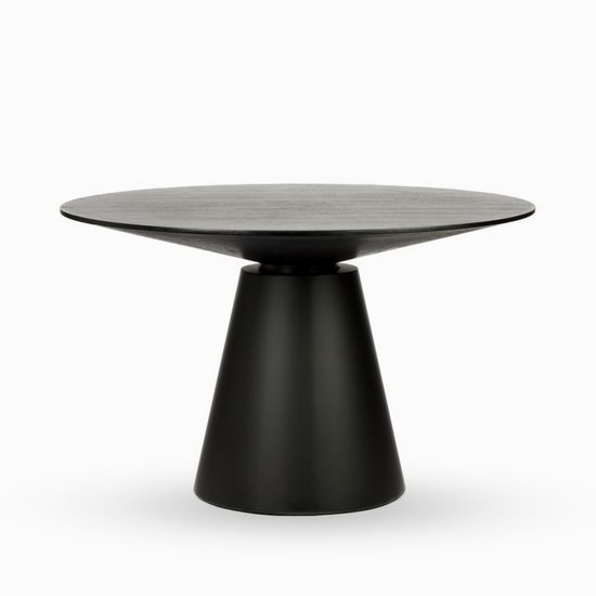 Обеденный стол Glo диаметр 120 ножка сталь, столешница черное дерево