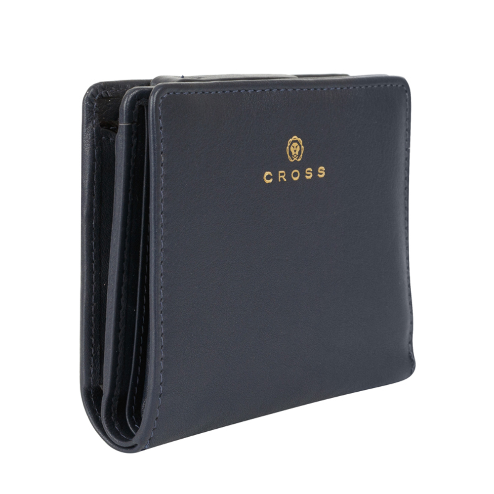 Женский кожаный компактный кошелёк 11х9,5х2см CROSS Monaco Navy AC898083_1-5