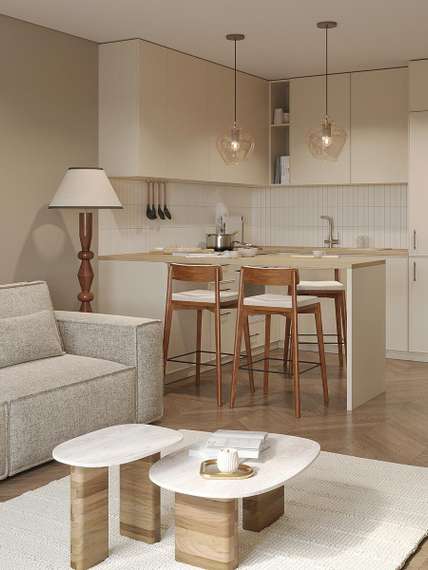 Столик кофейный Torhill, 75х52 см, бежевый/мрамор