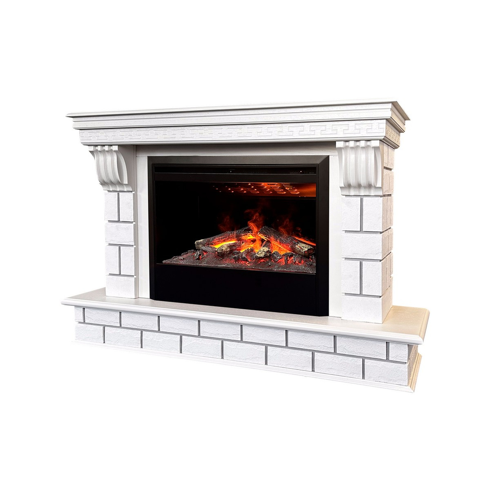 Электрокамин RealFlame Castle 26 WT молочный с очагом 3D Helios 26 SBG