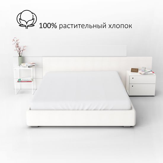 Простыня на резинке  Bianco,  160x200х30 , ранфорс  DOMTEKC