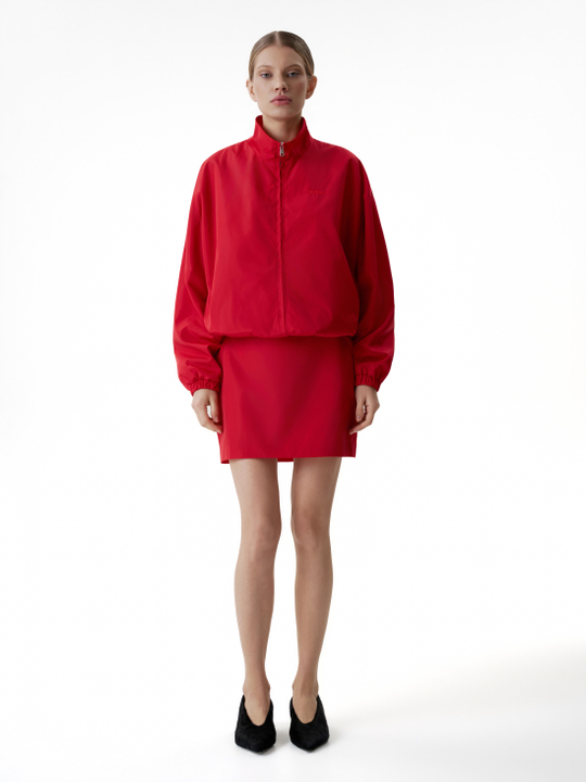 Бомбер из нейлона красный