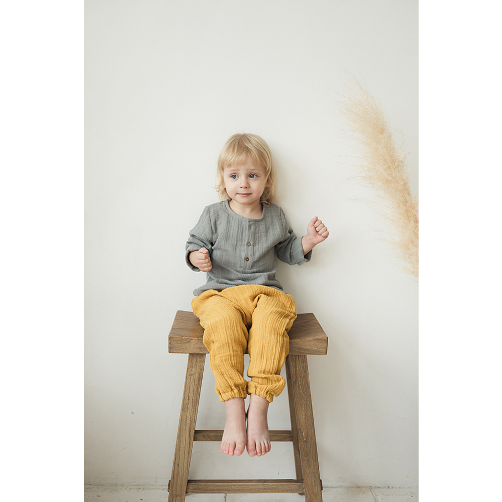 Рубашка из хлопкового муслина серого цвета из коллекции essential 12-18m