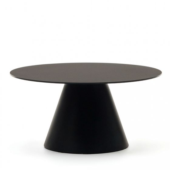 Журнальный столик Wilshire Ø80 см черный, закаленное стекло, металл