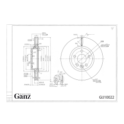 Диск тормозной GANZ передний с покрытием FORD / VOLVO / LAND ROVER Freelander 2 Арт.: GIJ10022