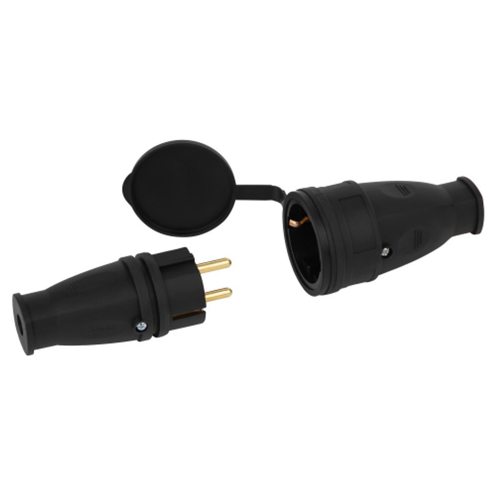 Розетка ЭРА RX10-B-IP44 каучуковая c заземлением 16А IP44 прямая черная | Штепсельные вилки и розетки