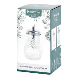 Сахарница с дозатором d=8см h=14см v=280мл (стекло/металл) (подарочная упаковка)