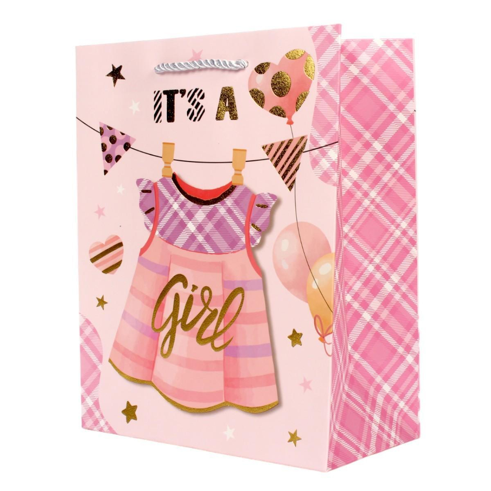 Пакет подарочный "Новорожденный" 18*23*10 см, ручки-шнурок, обработка - фольга, 4 цвета микс