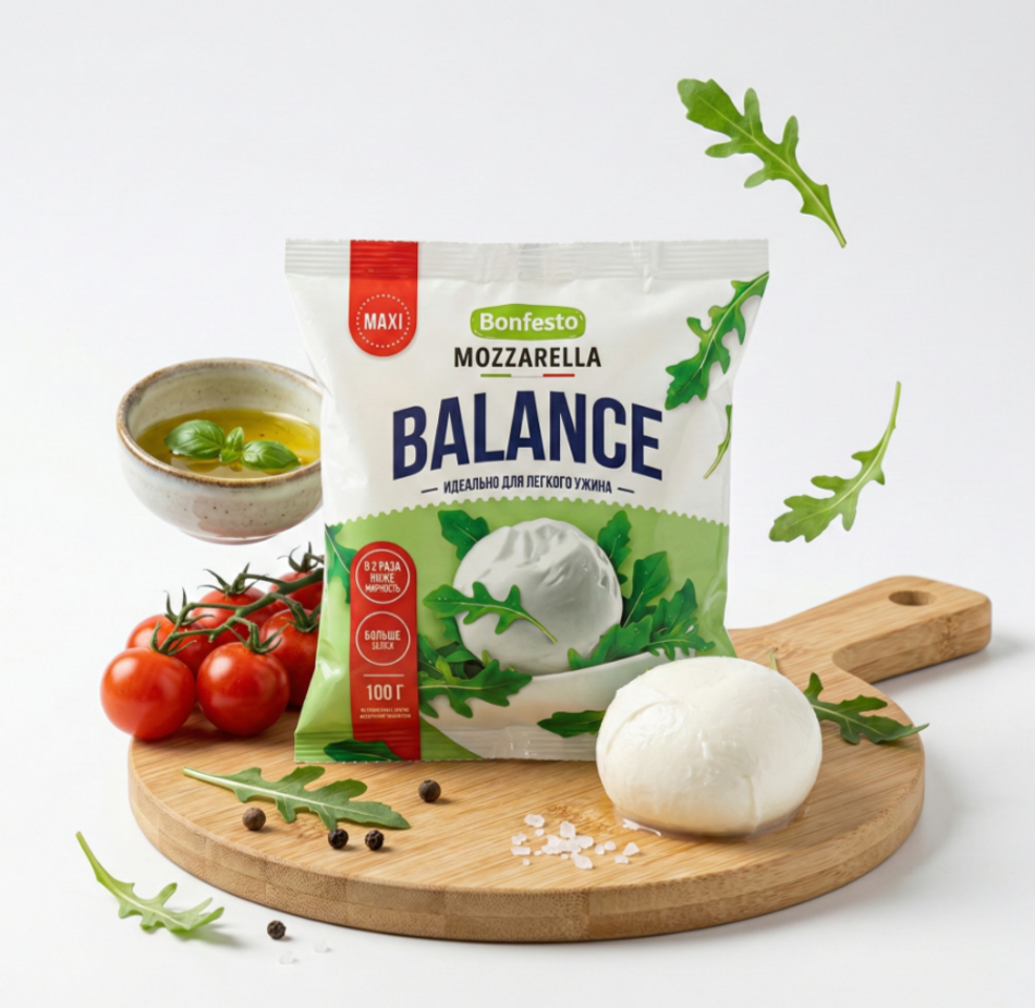 Сыр Моцарелла Balance MAXI в рассоле 30% 100г с заливкой 250г Bonfesto, Беларусь