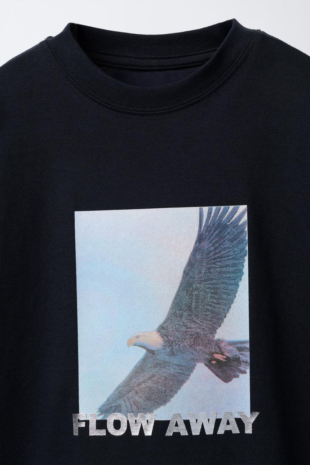 ZARA ФУТБОЛКА С ПРИНТОМ, ЧЕРНЫЙ