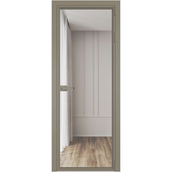 Алюминиевая дверь 1AV никель матовый стекло прозрачное