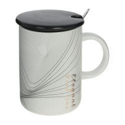 GAEM Кружка с крышкой и ложкой, 400 мл, L12 W8 H11,5 см, 4в.