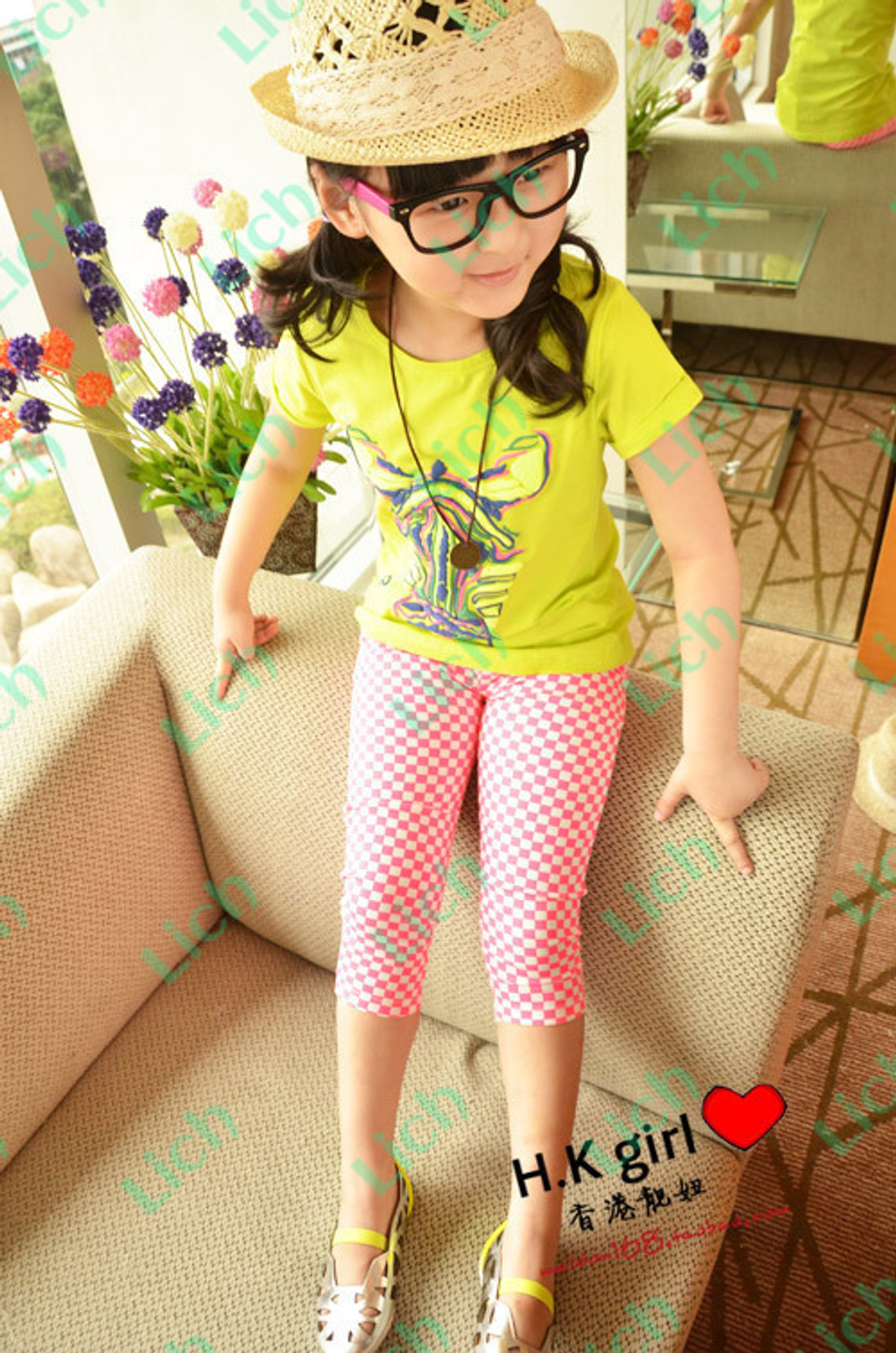 Капри детские в клетку с карманами