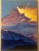 Картина маслом на холсте Солнечные горы. 50х70 см. Ручная работа.