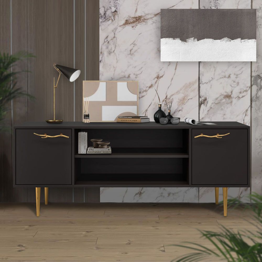 Тумба под ТВ Арт Колор matte 155см Стайл Голд Терпкий коричневый матовый