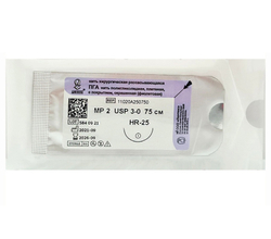 Нить рассасывающаяся  плетеная ПГА 75 см Линтекс