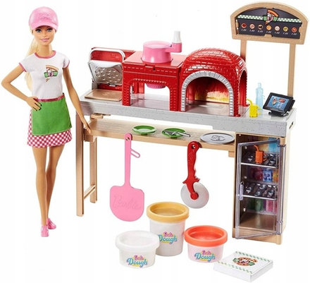 Кукла BARBIE Pizza DOLL Набор аксессуаров для пиццерии FHR09