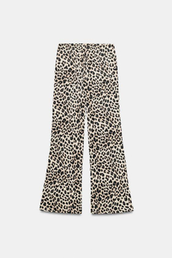 ZARA АТЛАСНЫЕ БРЮКИ НА ШНУРКЕ, ЛЕОПАРДОВЫЙ