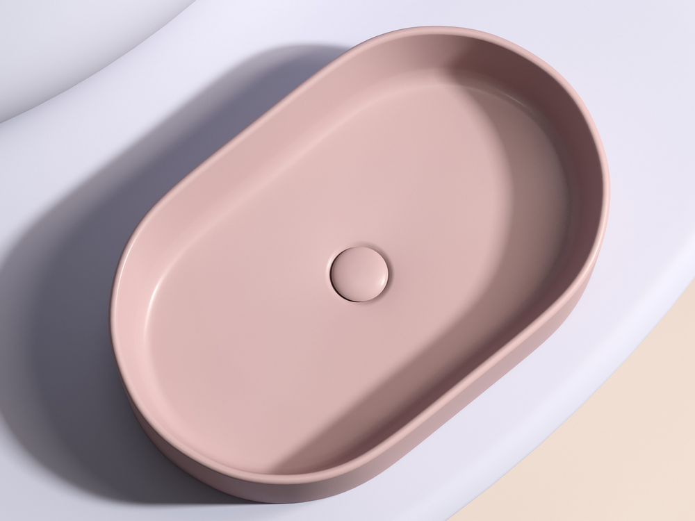 Умывальник чаша накладная овальная (цвет Розовый Матовый) Element 608x385x122мм
