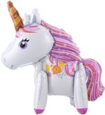 Шар 3D (23''/58 см) фигура Цветочный единорог Розовый (воздух)