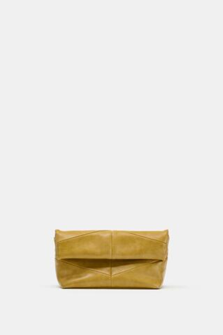 ZARA СТЕГАНАЯ СУМКА-КОНВЕРТ, ЗЕЛЕНЫЙ ХАКИ