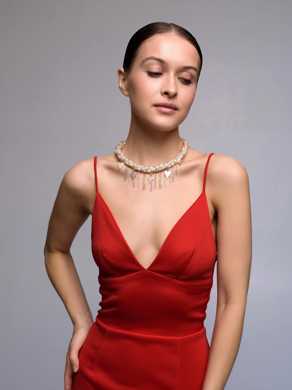 Колье "Pearl And Heart" Bicolor