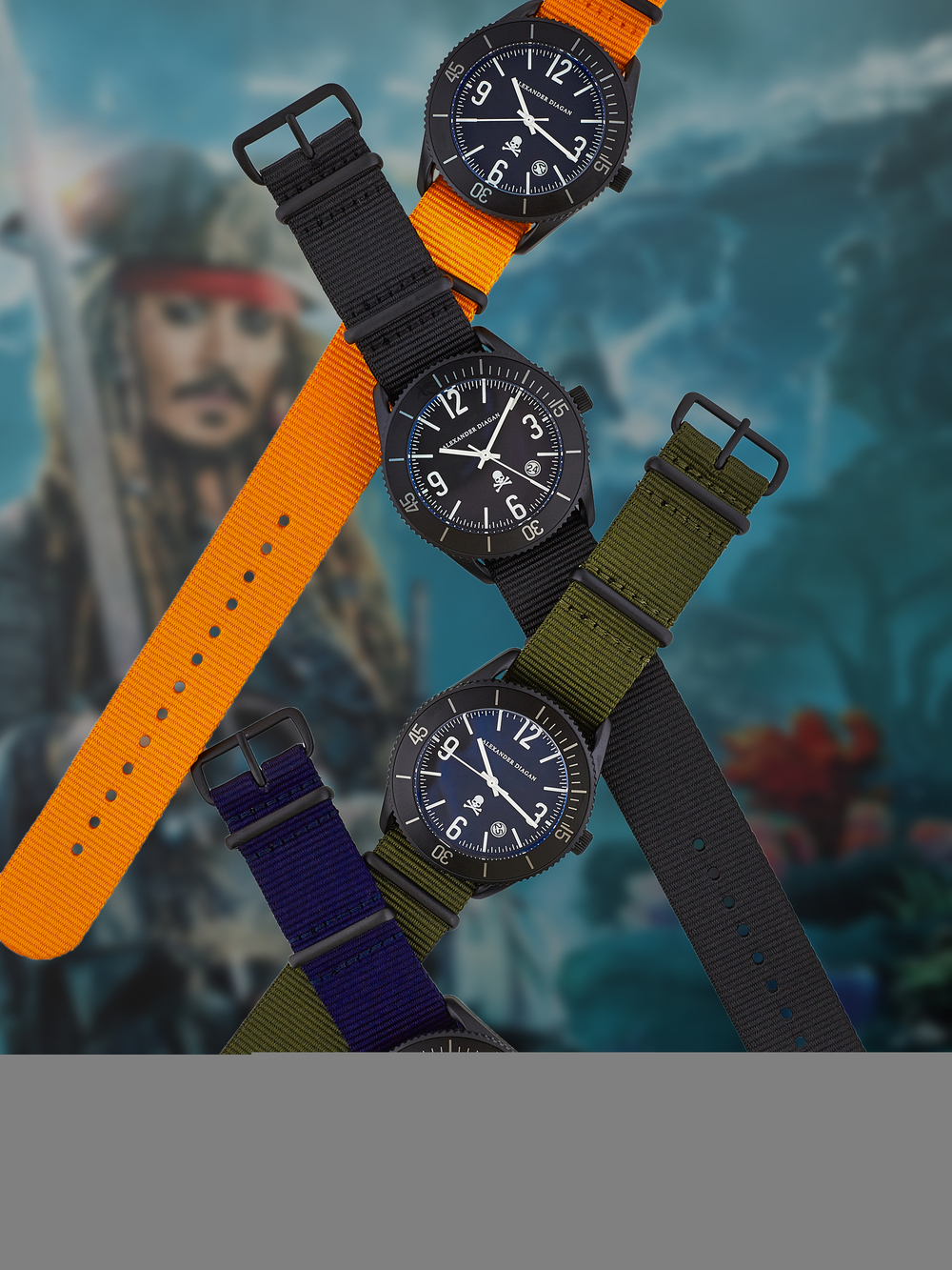 Часы кварцевые "Pirate", черно-оранжевые