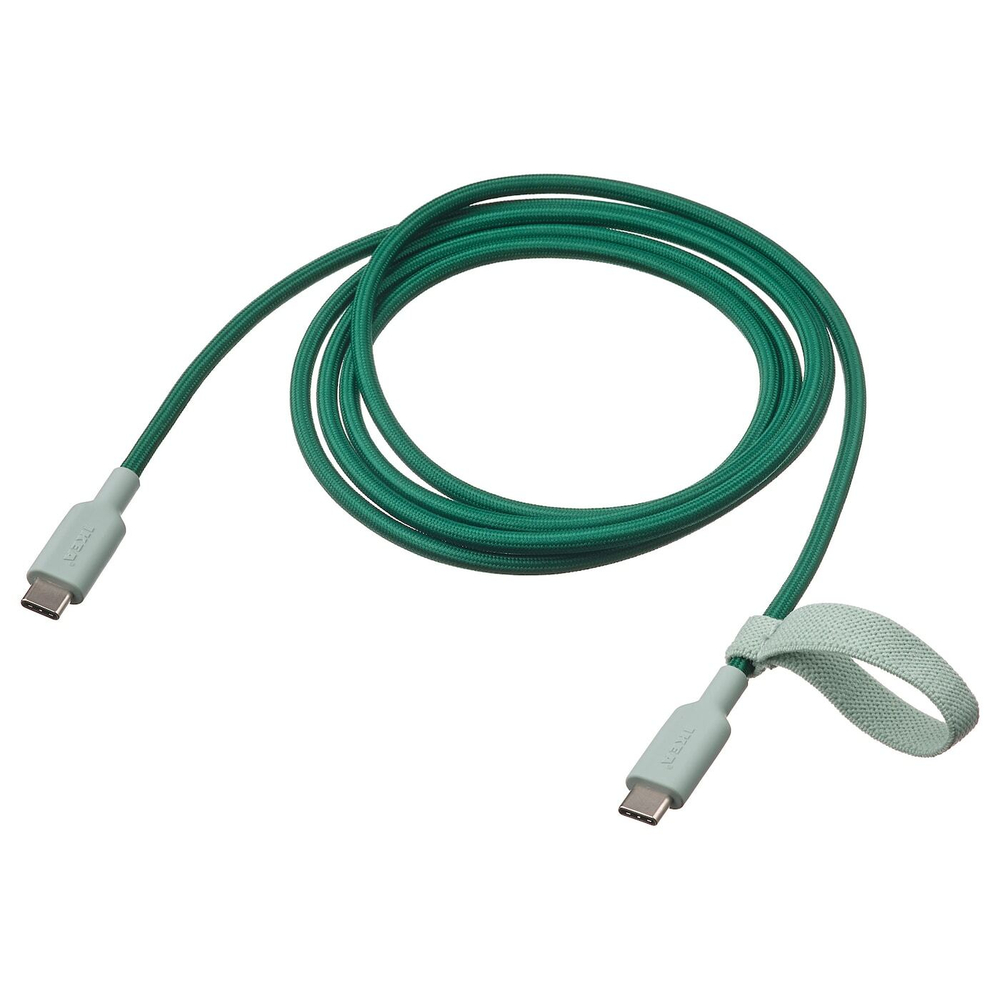 IKEA LILLHULT  (ИКЕА ЛИЛЛХУЛТ)  -  USB-C - USB-C, зеленый, 1,5 м