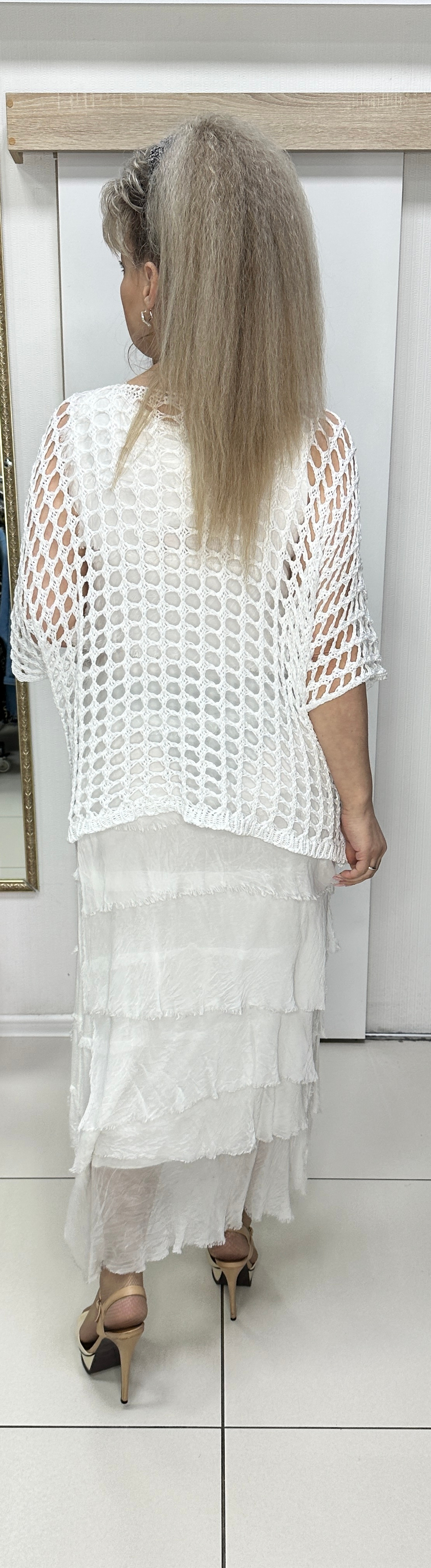 Белый блузон-сетка