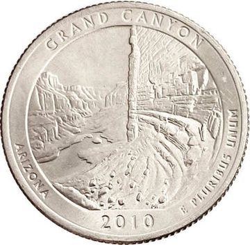 25 центов (1/4 доллара, квотер) 2010 США «Национальный парк Гранд-Каньон» (P) (4-й парк)