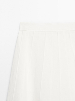 Massimo Dutti Расклешенная юбка миди с декоративными швами, кремовый