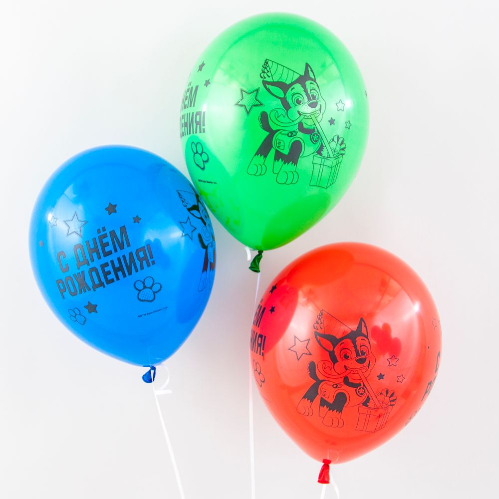 Шар (12''/30 см) Щенячий Патруль, Поздравляем!, Ассорти, пастель, 4 ст, 25 шт.