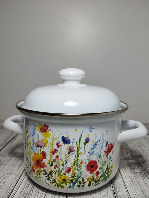 Кастрюля 1,5л цилинд 2 руч с рис Цветущий луг16084АП