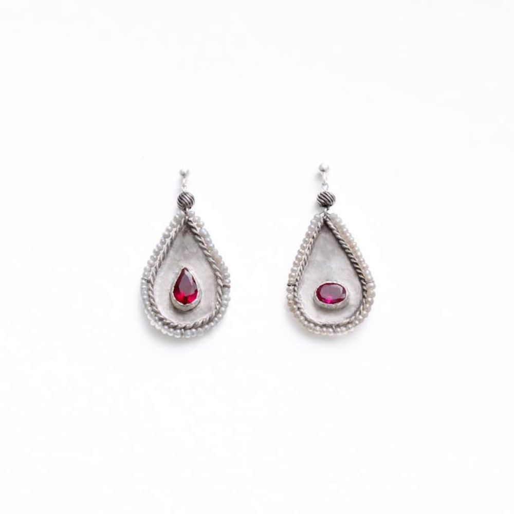 Серебряные серьги с красным агатом Dorkhaneh 90220313 Иран