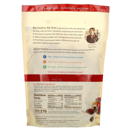 Erin Baker's, гранола по-домашнему с традиционными злаками, фрукты и орехи, 340 г (12 унций)