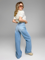 Джинсы Woman Denim 1025 широкие однотонные трубы