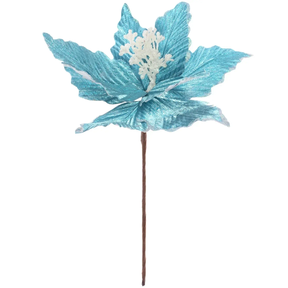 Украшение новогоднее «Пуансеттия - Сказка» 25 см, Голубой