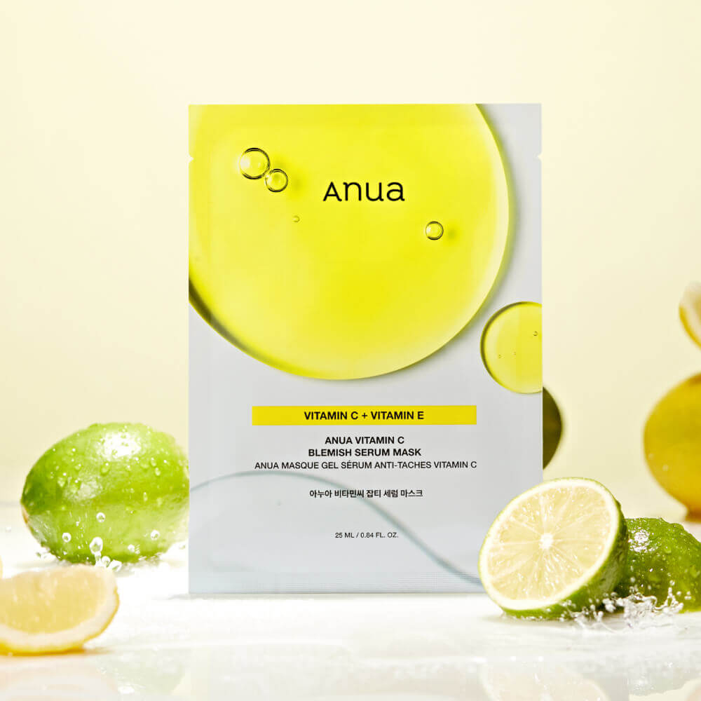 Осветляющая тканевая маска с зелёным лимоном Anua Green Lemon Vita C Blemish Serum Mask