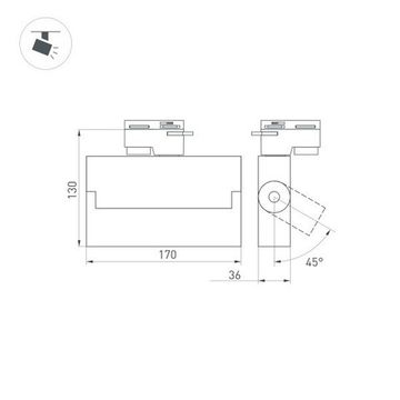 Однофазный трековый светильник 10W 3000K 036469 черный LGD-LOFT-TRACK-2TR-S170-10W Warm3000 Arlight