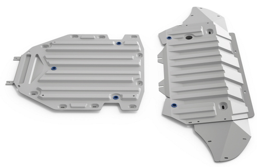 Защита картера и КПП Rival для Audi Q7 II (V - 3.0; 3.0D) 2015-2020/Audi Q7 II рестайлинг (V - 3.0D) (45 quattro tiptronic) 2020-н.в., штампованная, алюминий 3 мм, с крепежом, 2 части, K333.0350.1