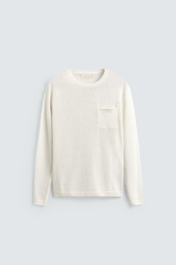 ZARA СВИТЕР КЛАССИЧЕСКОГО КРОЯ ИЗ 100% ЛЬНА, ЭКРЮ