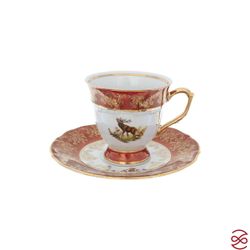 Кофейный сервиз Repast Охота красная Мария-тереза 15 предметов на 6 персон