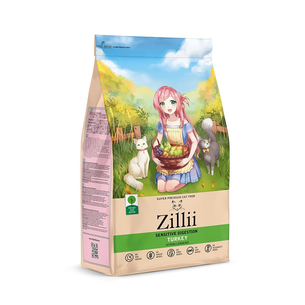Zillii корм для кошек с чувствительным пищеварением с индейкой (Sensitive Digestion)
