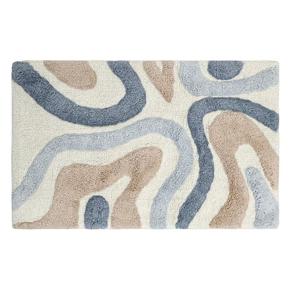 Коврик для ванной Flow серо-синего цвета из коллекции Ethnic, 50x80 см
