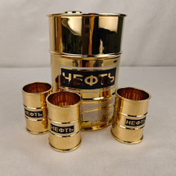 Подарочный набор Баррель нефти со стопками "Подарок нефтянику"