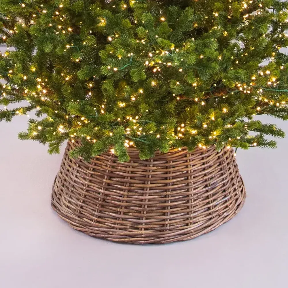 Корзина под елку, цельная, коричневая, ротанг