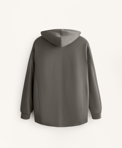 Oysho Длинная куртка с капюшоном, детали в рубчик, из модала с начесом, угольный